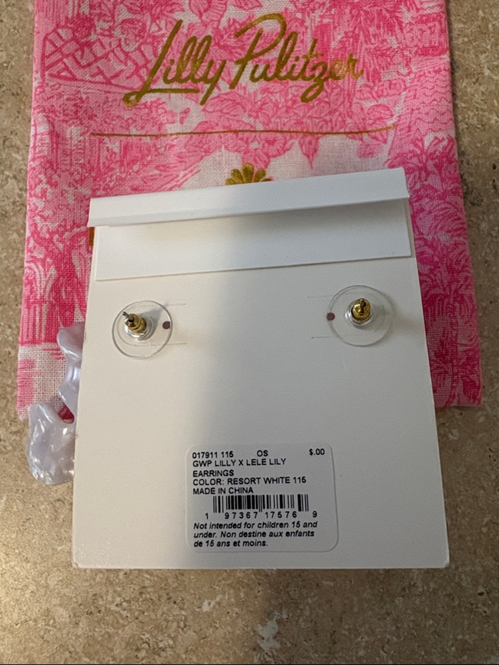 Lilly Pulitzer Kids White Floral Drop Earrings - Picture 2 of 2
